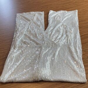 Elegant White Sequin Jumpsuit